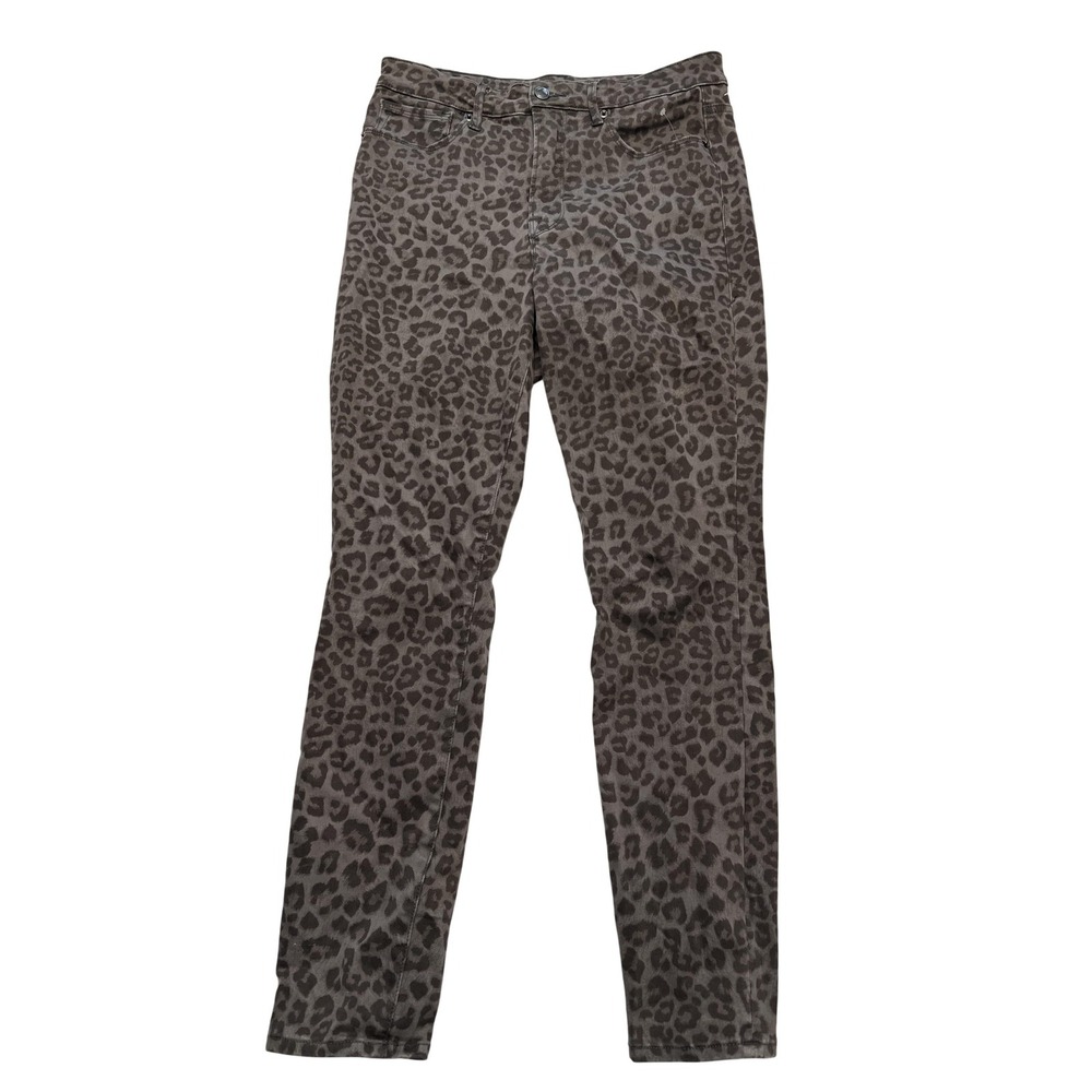 Good American Brown Leopard Print Straight Leg Jeans